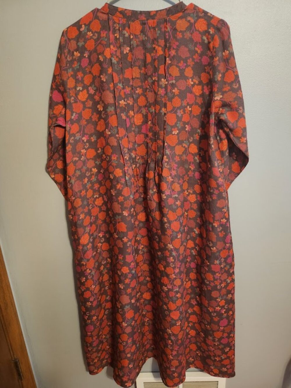 Gudrun Sjogren Linnea Dress 100% hemp Size M Red and Orange Floral Pattern - Picture 5 of 13